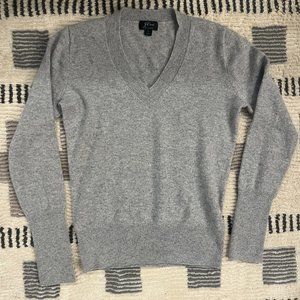 J.Crew V-Neck Cashmere Sweater - Light Grey